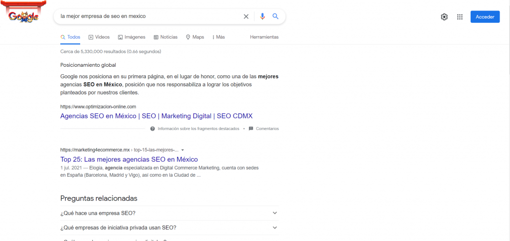 PRIMERA PÁGINA DE GOOGLE